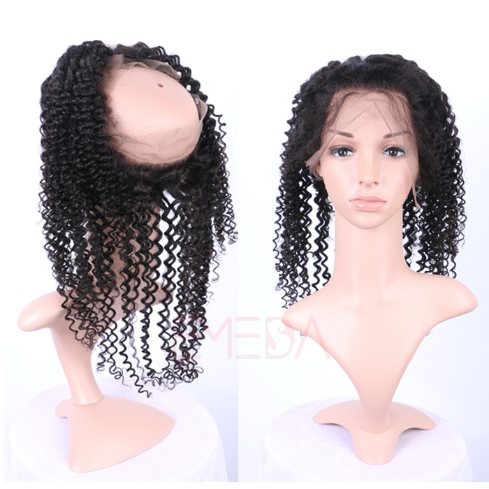 EMEDA Brazilian Hair 360 Lace frontal Kinky curly 360 Lace Virgin Hair Pre Plucked Lace Frontals HW029